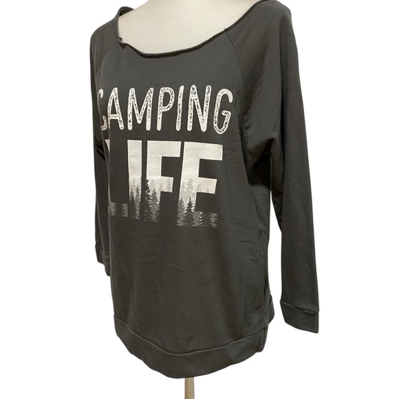 Gray Camping Life Hoodie with Distressed Text - Picture 4 of 14